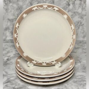 Set of 4 Syracuse China Restaurant Ware Plates Nutmeg Border 6.25”